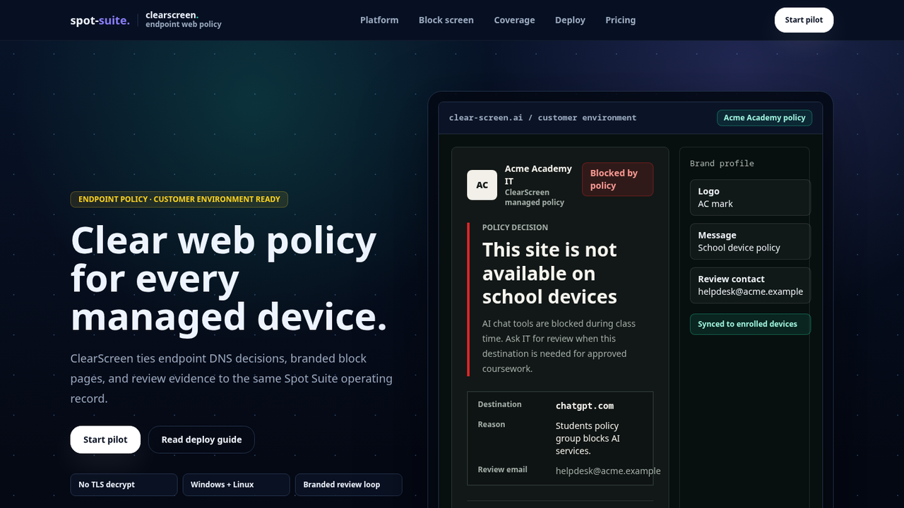 ClearScreen product screenshot